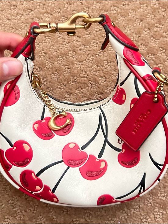 Coach Handbags - Coach White Mini Hobo with Red Cherry Print and Gold Hardware